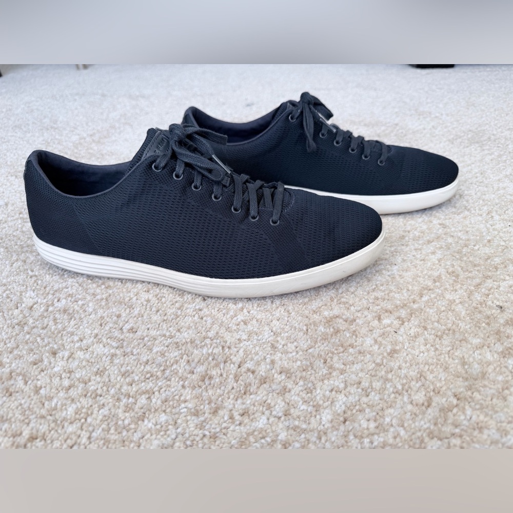Cole Haan Men's Black Knit Sneakers with White Sole